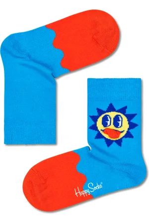Happy Socks Hellblaue Kinder Sunny Day Crew Socken