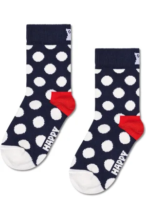 Happy Socks Marineblaue Kinder Big Dot Crew Socken