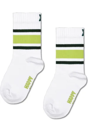 Happy Socks Kids Weiß Simple Stripe Crew Socke