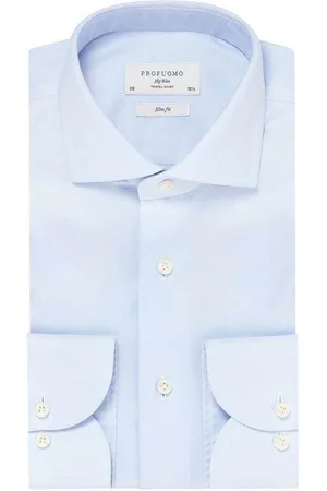 Profuomo Sky Blue Travel Slim Fit Hemd , Einfarbig