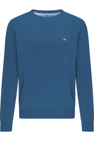 Fynch-Hatton Casual Fit Strickpullover Rundhalsblau, Einfarbig