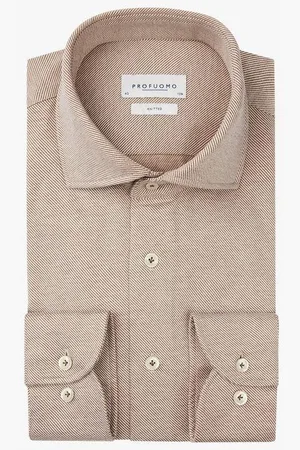 Profuomo Slim Fit Jerseyhemd , Einfarbig
