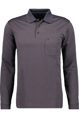 Ragman Softknit Regular Fit Longsleeve Poloshirt , Gemustert