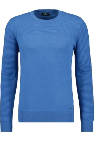 Ragman Regular Fit Strickpullover Rundhalsblau, Einfarbig