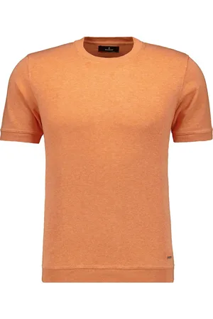 Ragman Regular Fit Strickpullover Rundhalsorange, Einfarbig