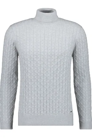 Ragman Regular Fit Strickpullover stehhellgrau, Zopfmuster