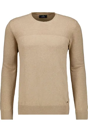 Ragman Regular Fit Strickpullover Rundhalswalnuss, Einfarbig