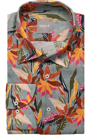 fakts Leisure Slim Fit Leinenhemd , Blumen