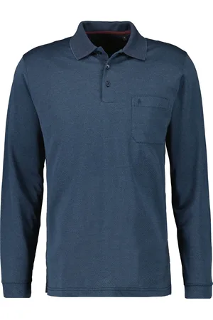 Ragman Softknit Regular Fit Longsleeve Poloshirt , Gemustert