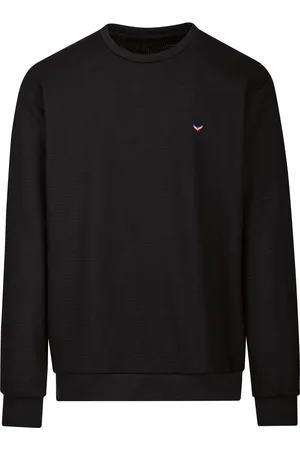 Trigema Regular Fit Sweatshirt Rundhalsschwarz, Waffelmuster