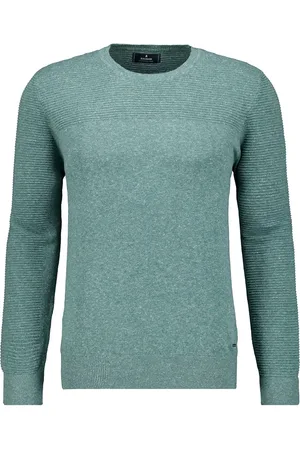 Ragman Regular Fit Strickpullover Rundhalsgrün, Einfarbig