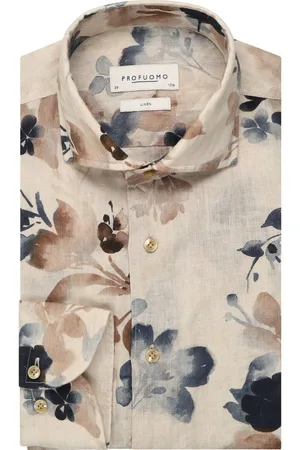 Profuomo Slim Fit Leinenhemd , Blumen