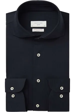 Profuomo Sky Blue Slim Fit Jerseyhemd , Einfarbig