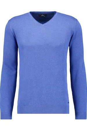 Ragman Regular Fit Strickpullover V-AusschnittRoyal Blau, Einfarbig