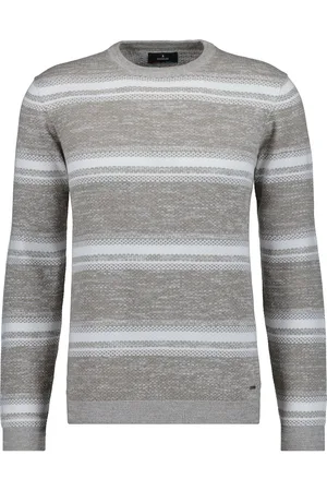 Ragman Regular Fit Strickpullover Rundhalsbraun, Gestreift