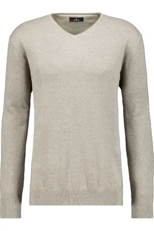 Ragman Regular Fit Strickpullover V-Ausschnittwalnuss, Einfarbig