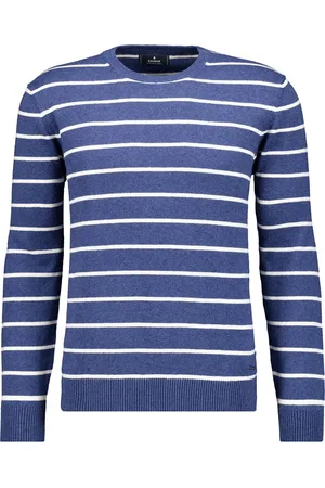 Ragman Regular Fit Strickpullover Rundhalsnachtblau, Gestreift