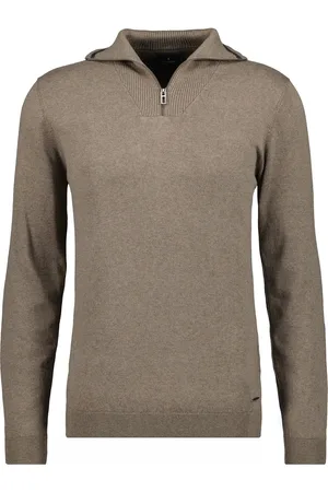 Ragman Modern Fit Strickpullover Zipcamel, Einfarbig