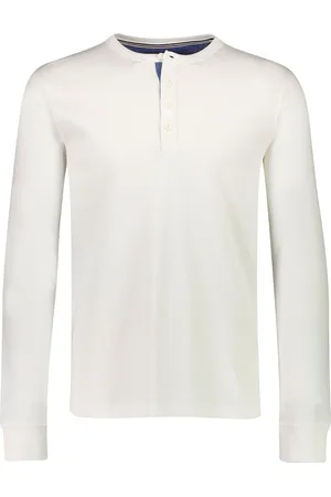 Lindbergh Blue Slim Fit T-Shirt Henleykragen , Einfarbig