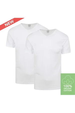 Alan Red Slim Fit T-Shirt V-Ausschnitt Doppelpack , Einfarbig