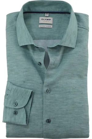 Olymp Level Five Garment Washed Body Fit Leinenhemd , Einfarbig