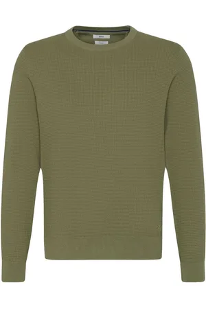 Brax Strickpullover Rundhalsgrün, Einfarbig
