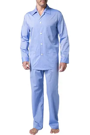 DEREK ROSE Herren Pyjama Set Baumwolle & Mix unifarben Classic Fit