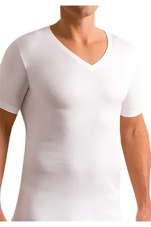 Novila Herren V-Shirt Ägyptische Baumwolle unifarben Slim Fit