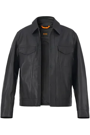 HUGO BOSS Herren Lederjacke unifarben
