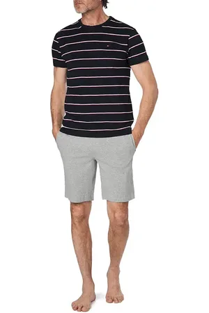 Tommy Hilfiger Herren Pyjama Jersey-Baumwolle Gestreift,unifarben