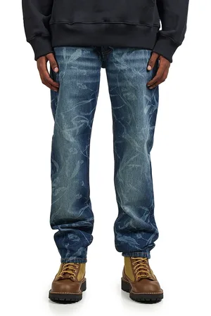 Patta Leaves Laser Printed Denim Jeans