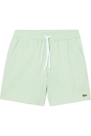 Lacoste Striped Seersucker Swim Trunks