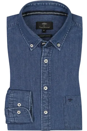 Fynch-Hatton Hemd im Denim-Look mit Button-Down-Kragen