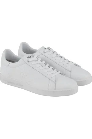 Emporio Armani Low Top Sneaker aus Glattleder mit geprägtem Logo