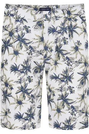 Tom Rusborg Leichte Bermudashorts aus Leinen-Mix mit Palmen-Print