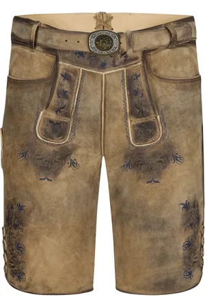 Maddox Country Lederhose mit Stickerei in Kontrastfarbe