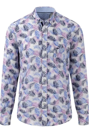Fynch-Hatton Leinenhemd mit floralem Muster und Button-Down-Kragen