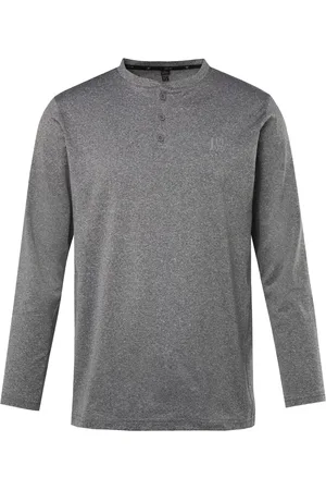 JP 1880 Longsleeve mit Serafino-Kragen und Label-Print