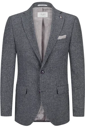 Carl Gross Sakko mit Fischgrätmuster und Seidenanteil, Modern Fit
