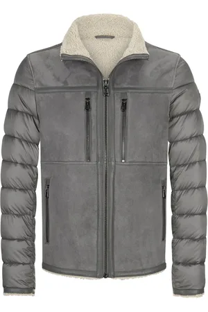 Milestone Velourslederjacke mit gesteppten Ärmeln aus Kontrastmaterial