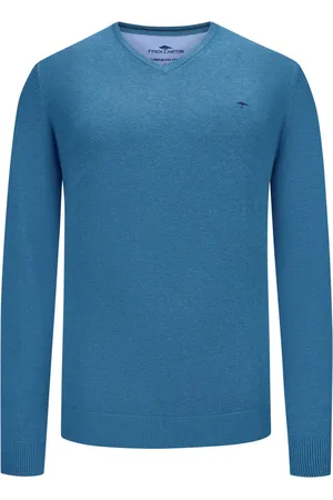 Fynch-Hatton Pullover aus Baumwolle mit V-Ausschnitt, extralang