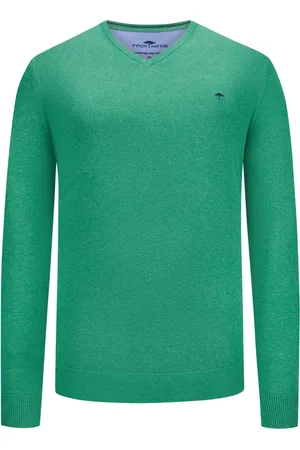 Fynch-Hatton Pullover aus Baumwolle mit V-Ausschnitt, extralang