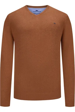Fynch-Hatton Pullover mit V-Ausschnitt und Logo-Stickerei