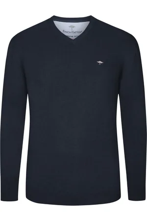 Fynch-Hatton Pullover aus Baumwolle mit V-Ausschnitt, extralang