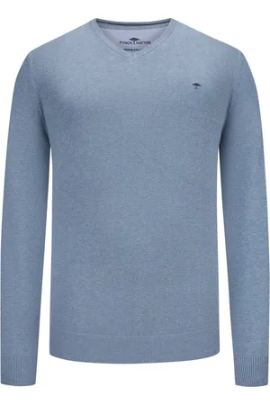 Fynch-Hatton Pullover aus Baumwolle mit V-Ausschnitt, extralang