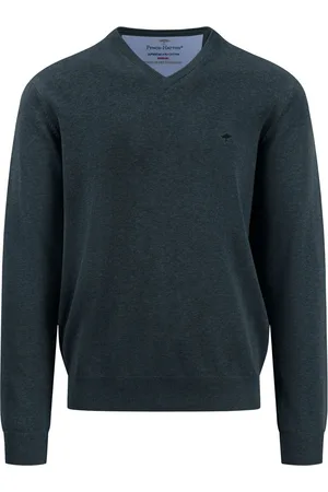 Fynch-Hatton Pullover aus Baumwolle mit V-Ausschnitt, extralang