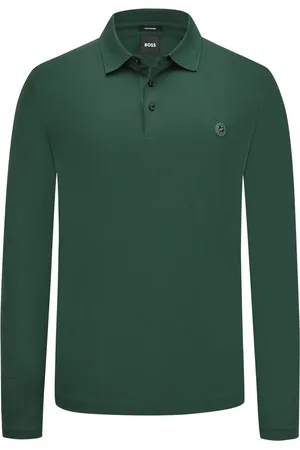 HUGO BOSS Glattes Langarm-Poloshirt mit Monogramm-Patch