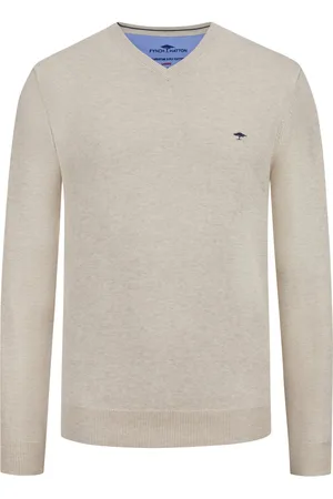 Fynch-Hatton Pullover mit V-Ausschnitt und Logo-Stickerei