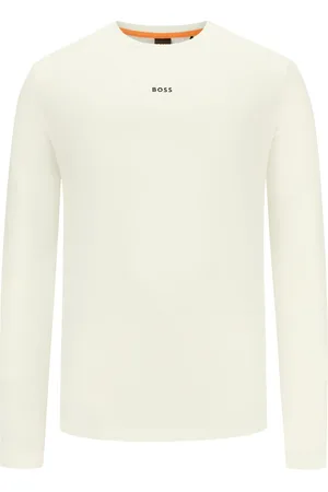 HUGO BOSS Longsleeve in Stretch-Qualität mit Label-Schriftzug
