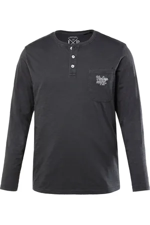 JP 1880 Longsleeve mit kurzer Knopfleiste aus Flammsersey